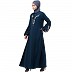 Embroidery abaya with balloon sleeves- Teal 